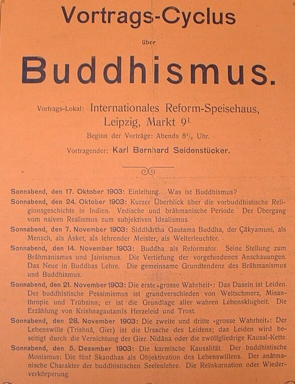 Heft mit Reden über den Buddhismus von Karl Bernhard Seidenstücker